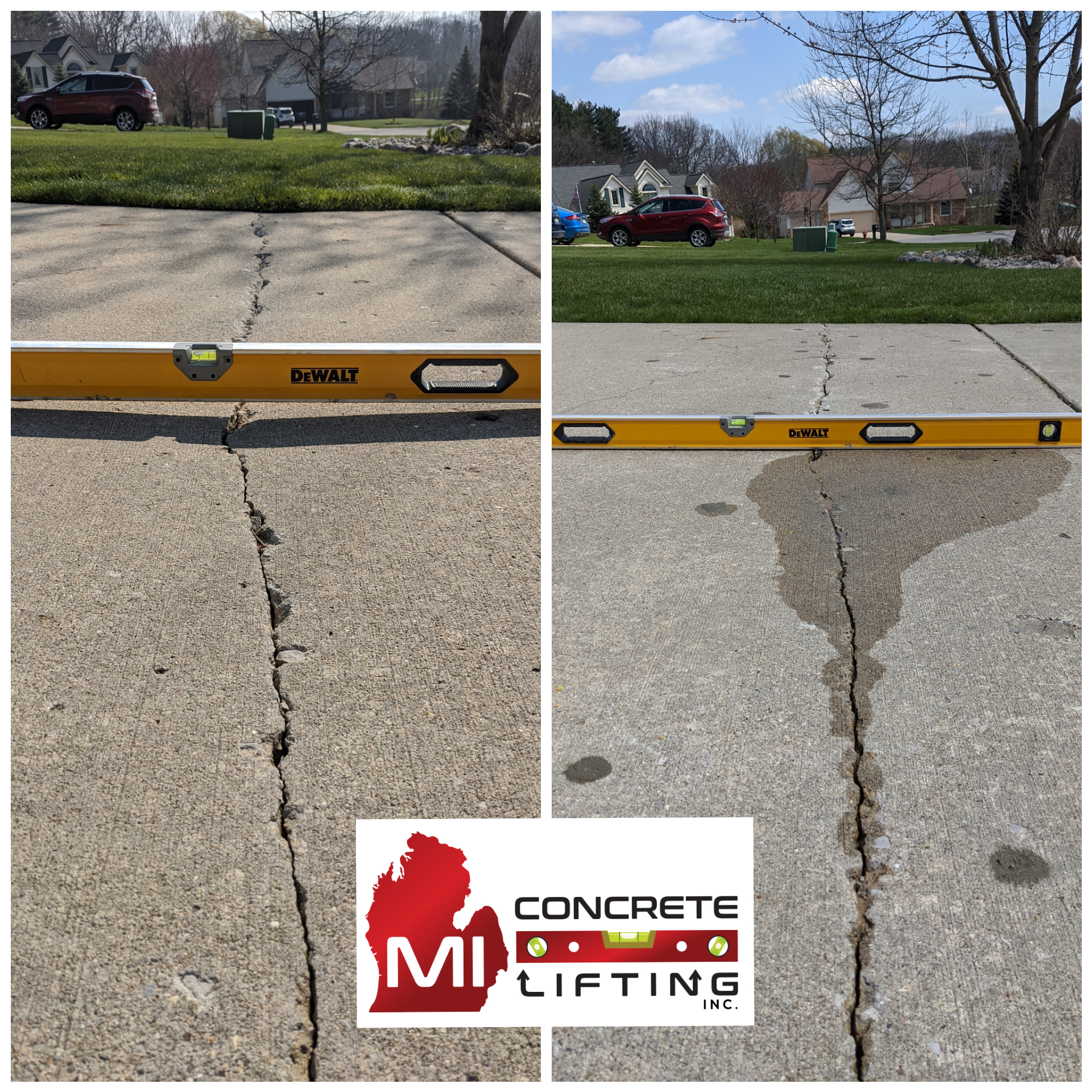 Howell, MI driveway lifted to level