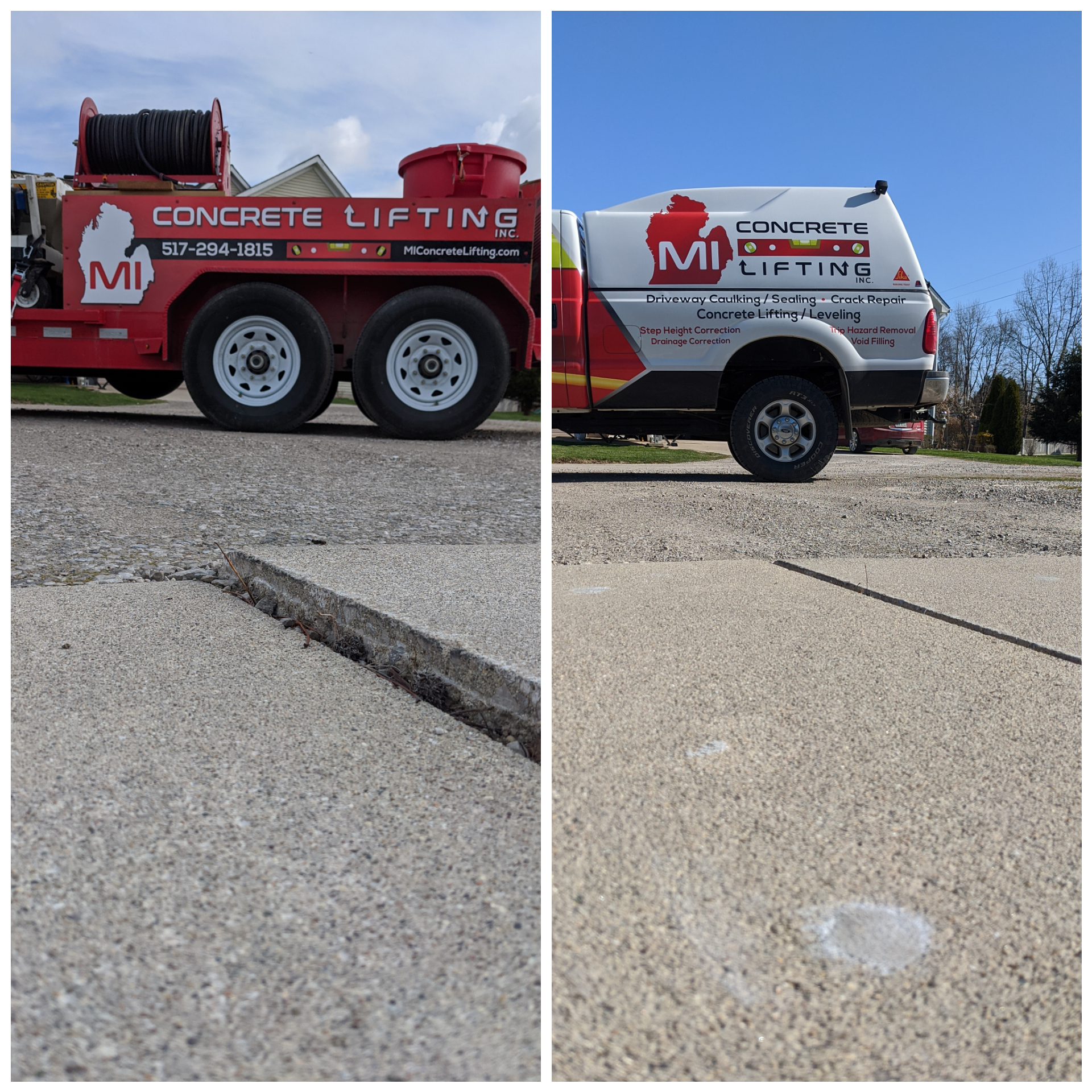 Howell, MI driveway leveled to remove trip hazard