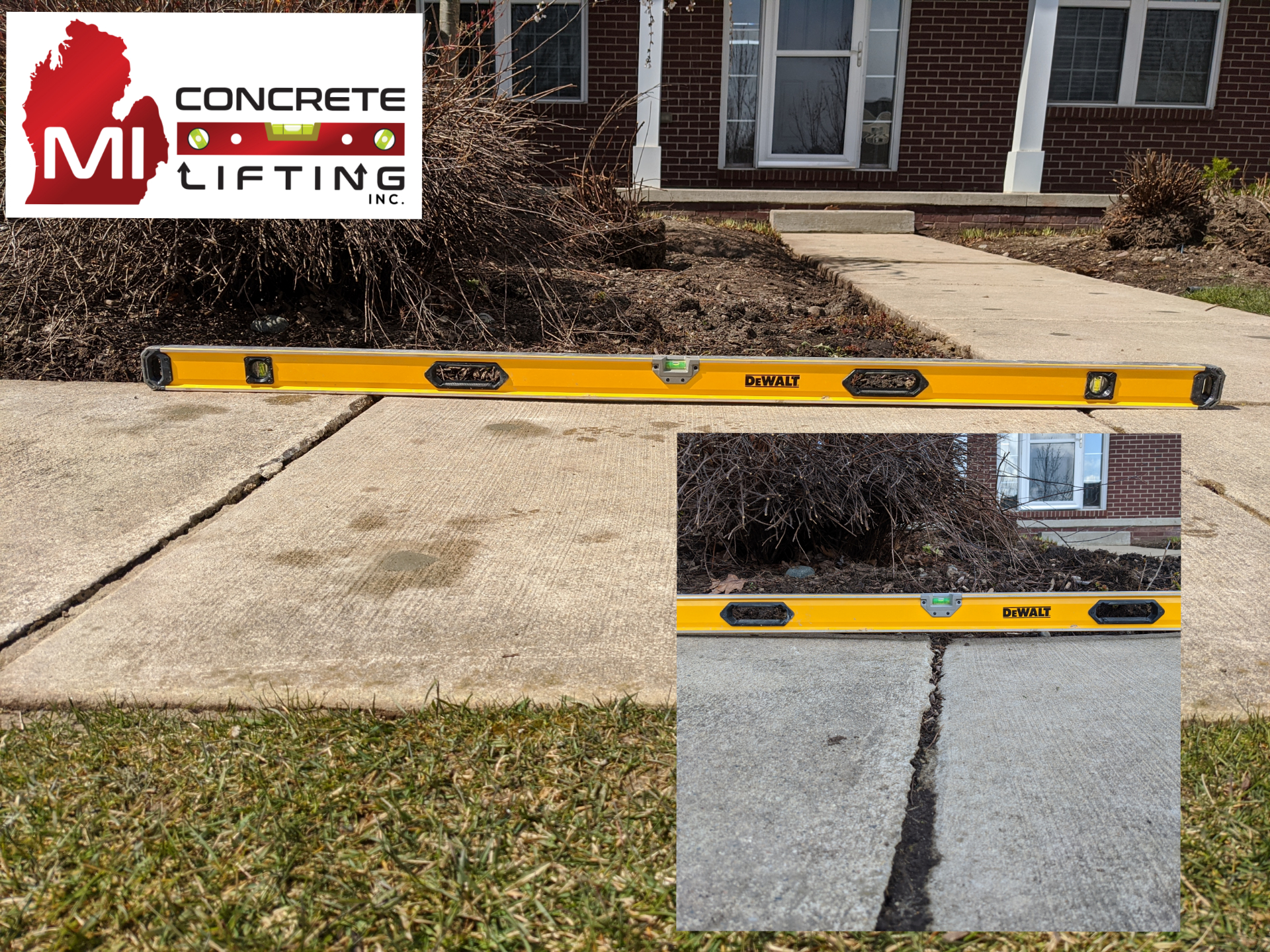 South Lyon, MI porch and walkway lifted to level